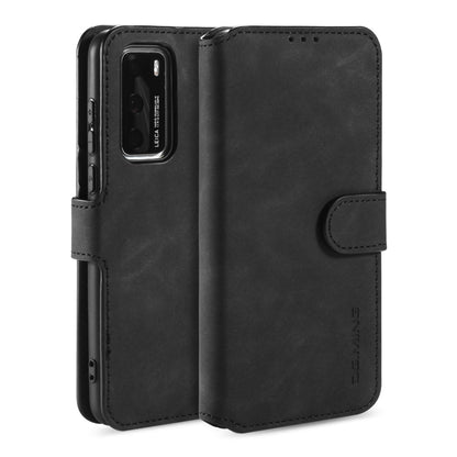 DG.MING Retro Oil Side Horizontal Flip Case with Holder & Card Slots & Wallet, Compatible with Huawei P40