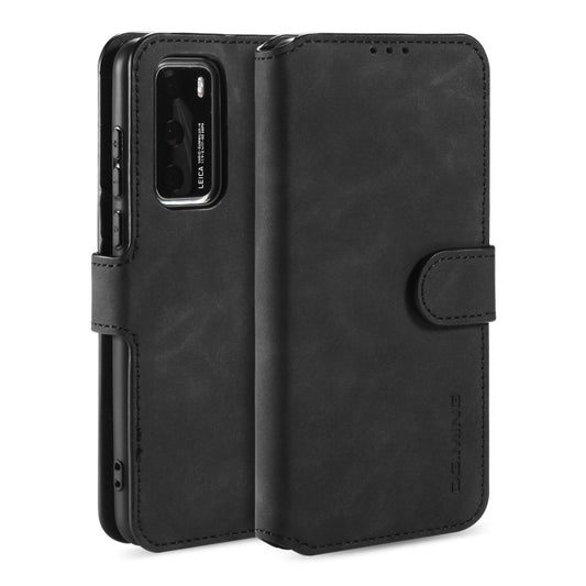 DG.MING Retro Oil Side Horizontal Flip Case with Holder & Card Slots & Wallet, Compatible with Huawei P40