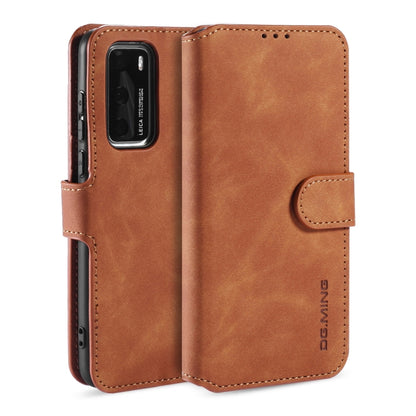 DG.MING Retro Oil Side Horizontal Flip Case with Holder & Card Slots & Wallet, Compatible with Huawei P40