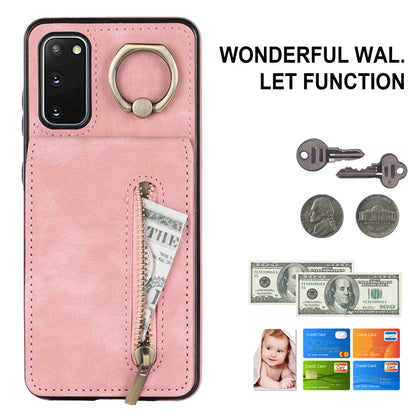 Retro Ring and Zipper RFID Card Slot Phone Case, For Samsung Galaxy S20
