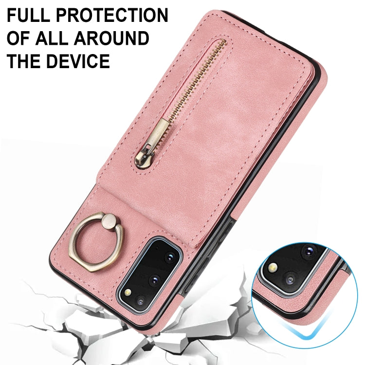 Retro Ring and Zipper RFID Card Slot Phone Case, For Samsung Galaxy S20