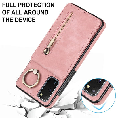Retro Ring and Zipper RFID Card Slot Phone Case, For Samsung Galaxy S20