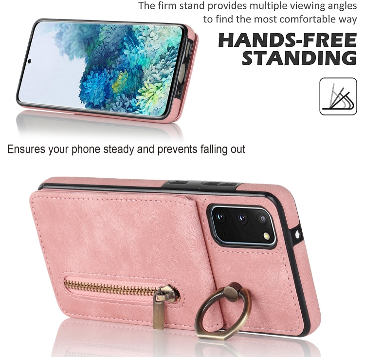 Retro Ring and Zipper RFID Card Slot Phone Case, For Samsung Galaxy S20