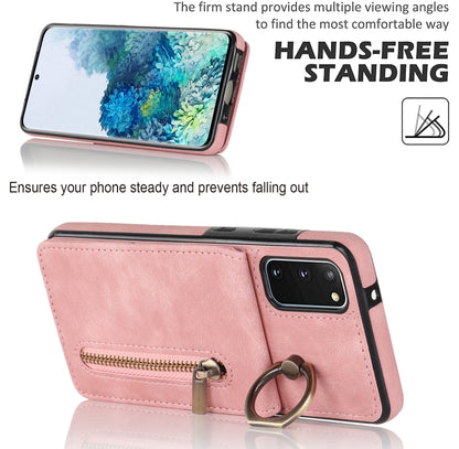 Retro Ring and Zipper RFID Card Slot Phone Case, For Samsung Galaxy S20