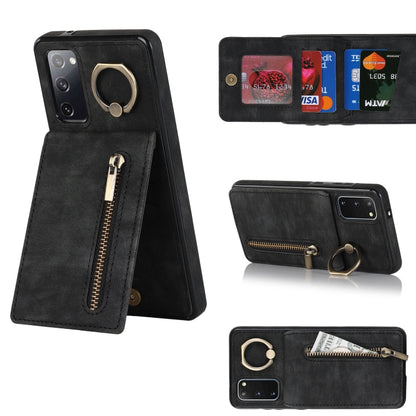 Retro Ring and Zipper RFID Card Slot Phone Case, For Samsung Galaxy S20