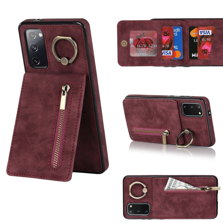 Retro Ring and Zipper RFID Card Slot Phone Case, For Samsung Galaxy S20