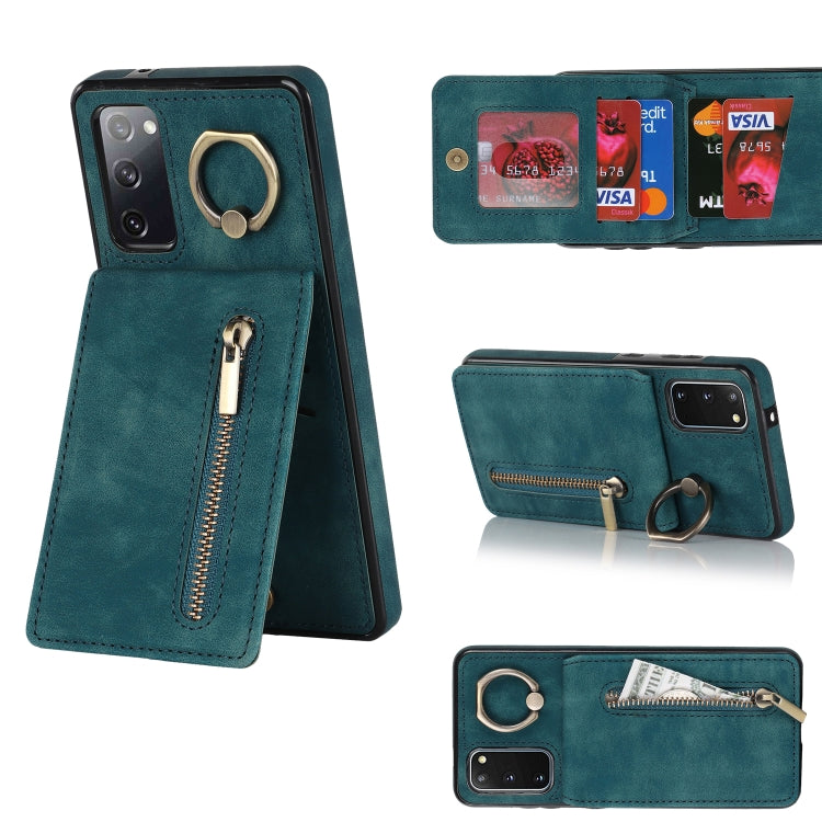 Retro Ring and Zipper RFID Card Slot Phone Case, For Samsung Galaxy S20