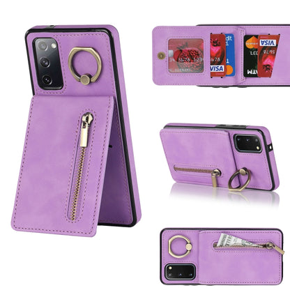 Retro Ring and Zipper RFID Card Slot Phone Case, For Samsung Galaxy S20