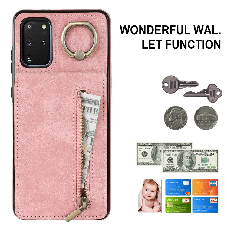 Retro Ring and Zipper RFID Card Slot Phone Case, For Samsung Galaxy S20+