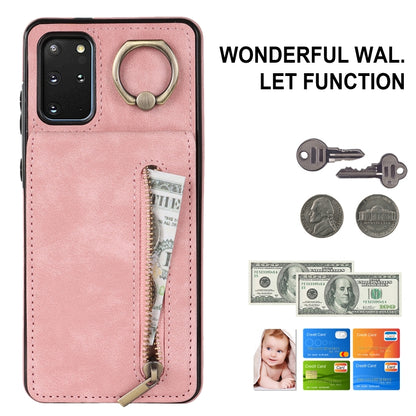 Retro Ring and Zipper RFID Card Slot Phone Case, For Samsung Galaxy S20+