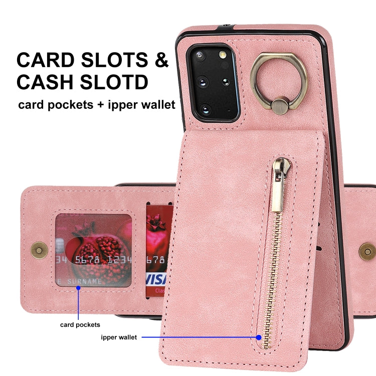 Retro Ring and Zipper RFID Card Slot Phone Case, For Samsung Galaxy S20+