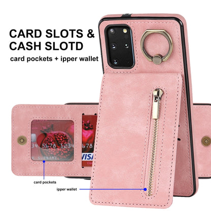 Retro Ring and Zipper RFID Card Slot Phone Case, For Samsung Galaxy S20+
