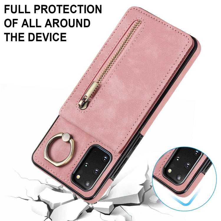 Retro Ring and Zipper RFID Card Slot Phone Case, For Samsung Galaxy S20+