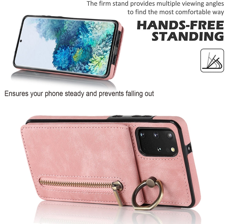 Retro Ring and Zipper RFID Card Slot Phone Case, For Samsung Galaxy S20+