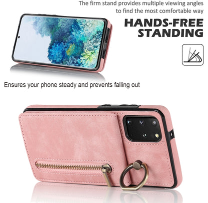 Retro Ring and Zipper RFID Card Slot Phone Case, For Samsung Galaxy S20+