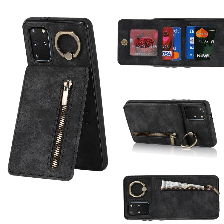 Retro Ring and Zipper RFID Card Slot Phone Case, For Samsung Galaxy S20+