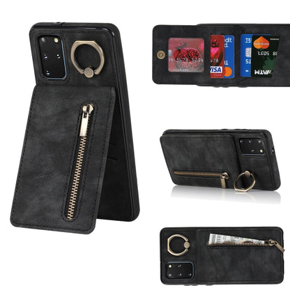Retro Ring and Zipper RFID Card Slot Phone Case, For Samsung Galaxy S20+