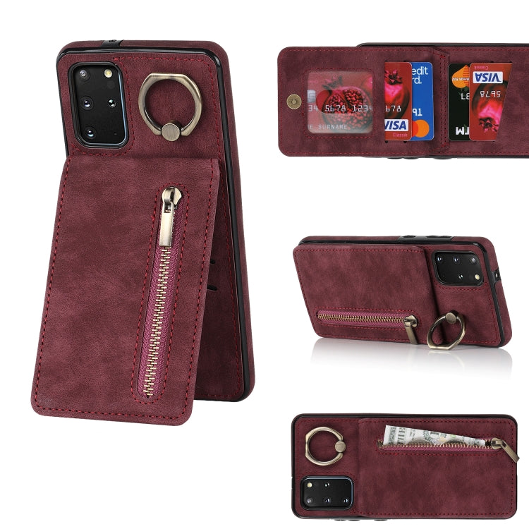 Retro Ring and Zipper RFID Card Slot Phone Case, For Samsung Galaxy S20+