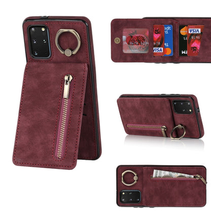 Retro Ring and Zipper RFID Card Slot Phone Case, For Samsung Galaxy S20+