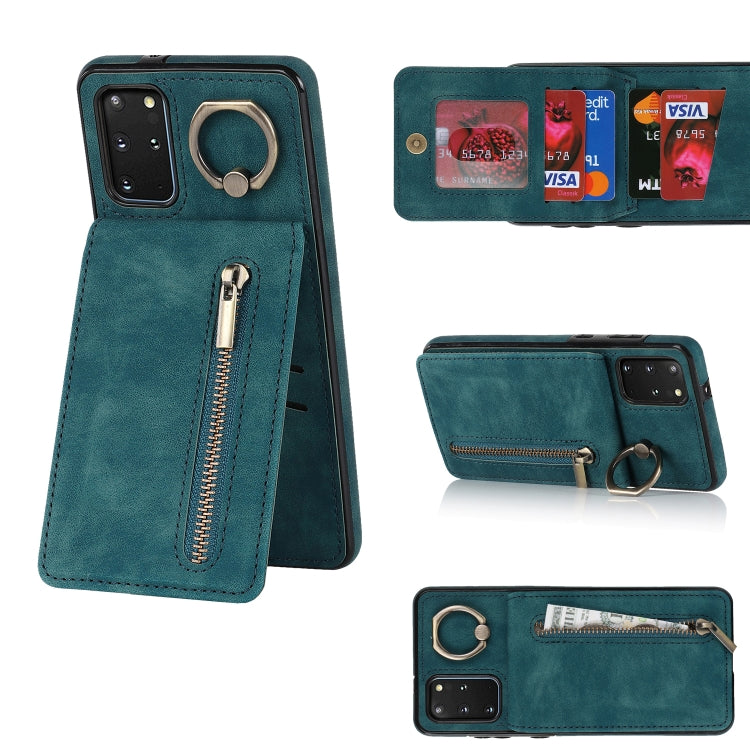 Retro Ring and Zipper RFID Card Slot Phone Case, For Samsung Galaxy S20+