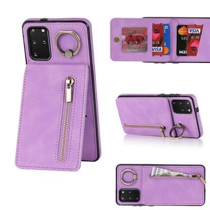 Retro Ring and Zipper RFID Card Slot Phone Case, For Samsung Galaxy S20+