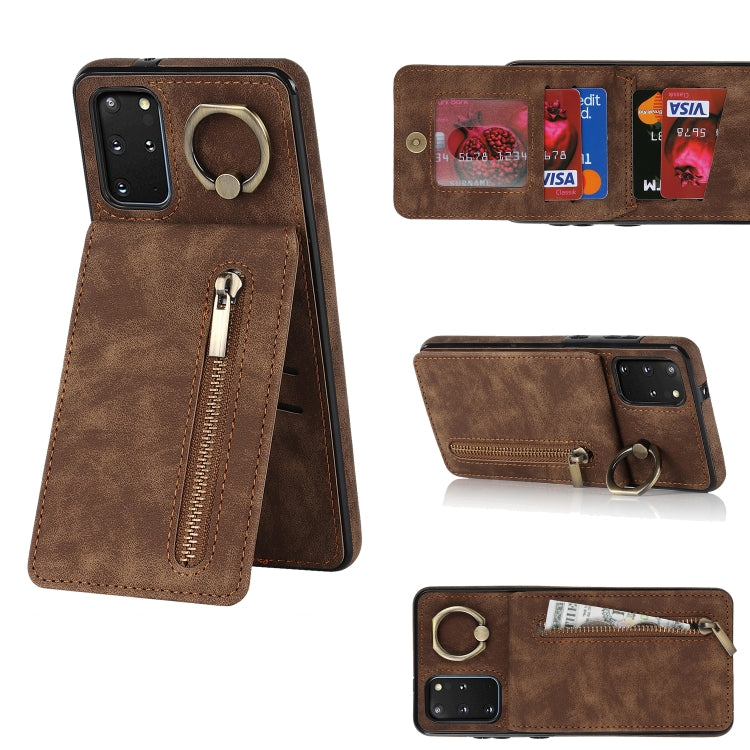 Retro Ring and Zipper RFID Card Slot Phone Case, For Samsung Galaxy S20+