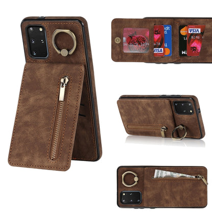 Retro Ring and Zipper RFID Card Slot Phone Case, For Samsung Galaxy S20+