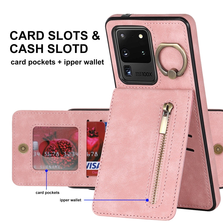 Retro Ring and Zipper RFID Card Slot Phone Case, For Samsung Galaxy S20 Ultra