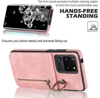 Retro Ring and Zipper RFID Card Slot Phone Case, For Samsung Galaxy S20 Ultra