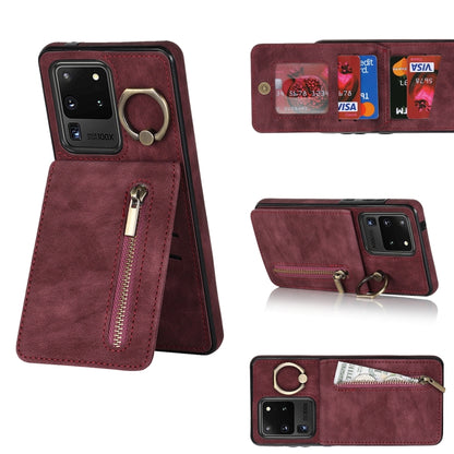 Retro Ring and Zipper RFID Card Slot Phone Case, For Samsung Galaxy S20 Ultra