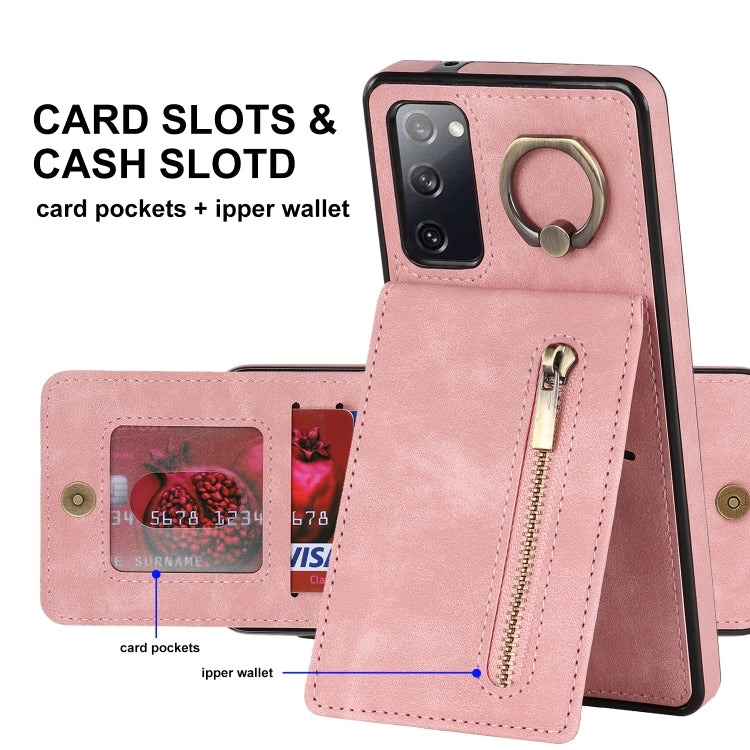 Retro Ring and Zipper RFID Card Slot Phone Case, For Samsung Galaxy S20 FE