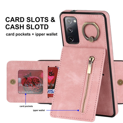 Retro Ring and Zipper RFID Card Slot Phone Case, For Samsung Galaxy S20 FE