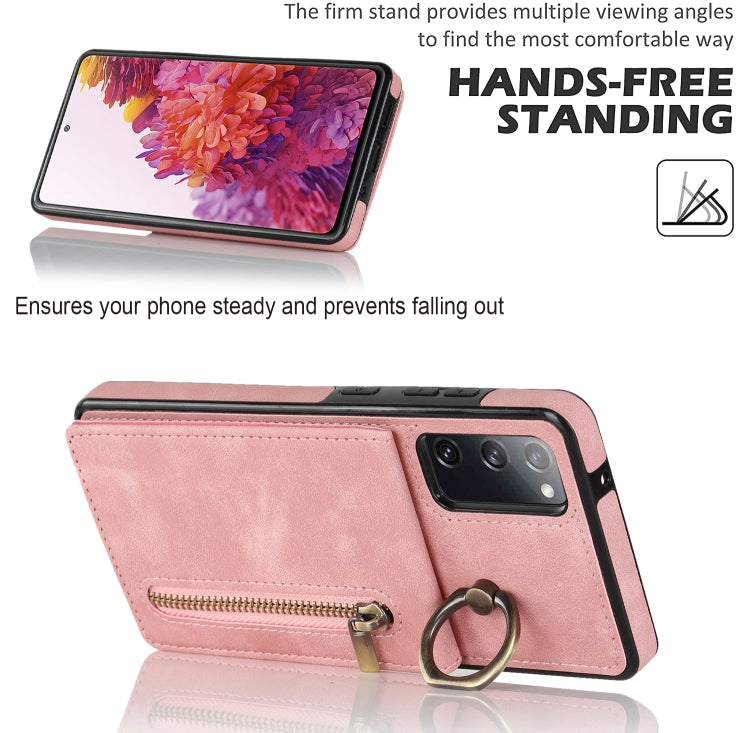 Retro Ring and Zipper RFID Card Slot Phone Case, For Samsung Galaxy S20 FE