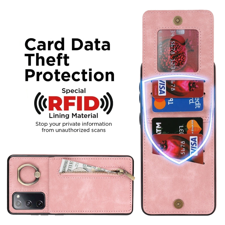 Retro Ring and Zipper RFID Card Slot Phone Case, For Samsung Galaxy S20 FE