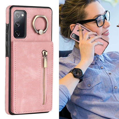 Retro Ring and Zipper RFID Card Slot Phone Case, For Samsung Galaxy S20 FE