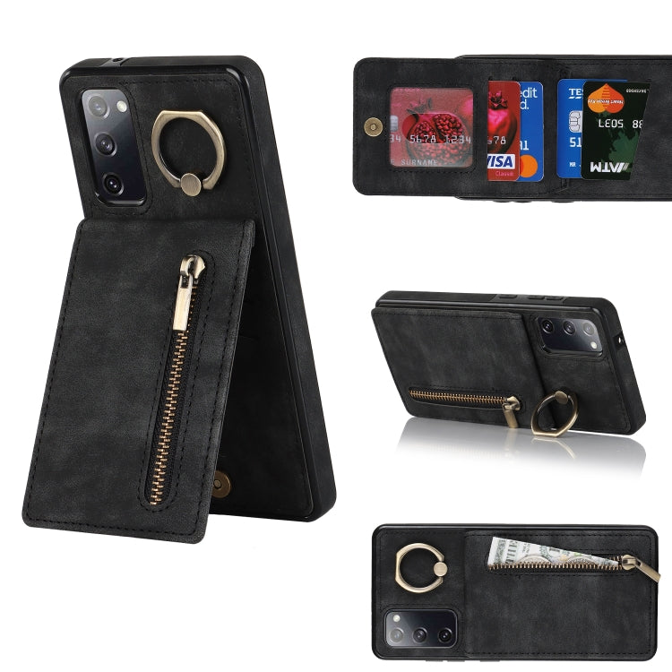 Retro Ring and Zipper RFID Card Slot Phone Case, For Samsung Galaxy S20 FE