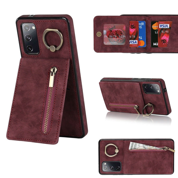 Retro Ring and Zipper RFID Card Slot Phone Case, For Samsung Galaxy S20 FE
