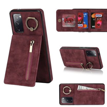 Retro Ring and Zipper RFID Card Slot Phone Case, For Samsung Galaxy S20 FE