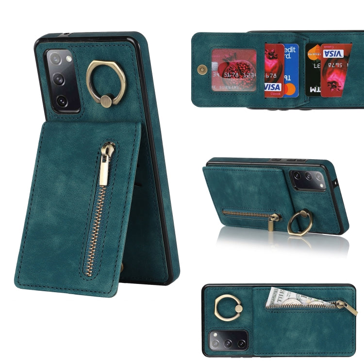 Retro Ring and Zipper RFID Card Slot Phone Case, For Samsung Galaxy S20 FE