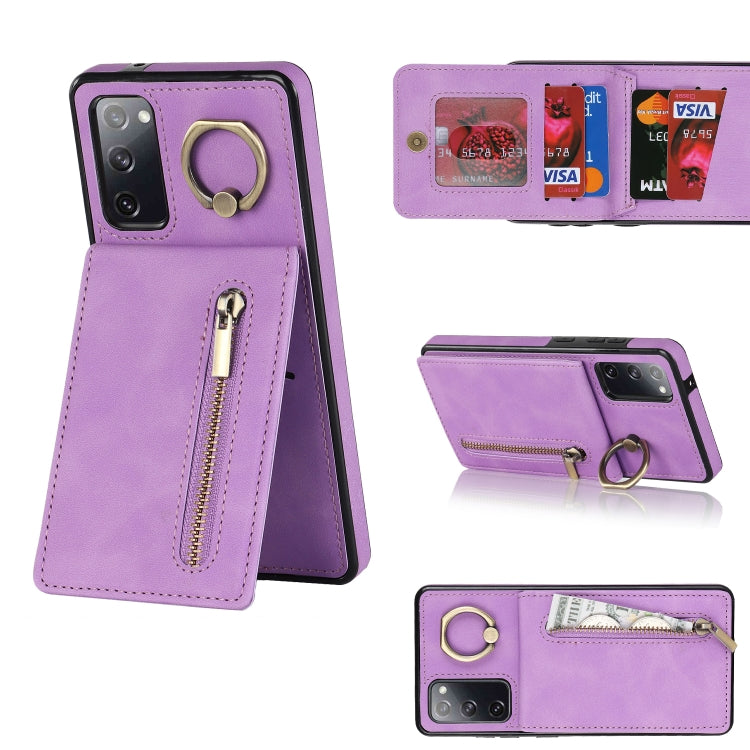 Retro Ring and Zipper RFID Card Slot Phone Case, For Samsung Galaxy S20 FE