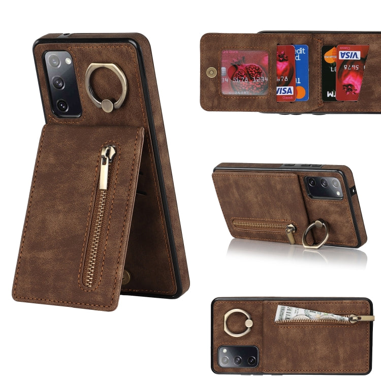 Retro Ring and Zipper RFID Card Slot Phone Case, For Samsung Galaxy S20 FE