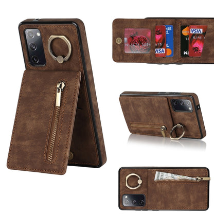 Retro Ring and Zipper RFID Card Slot Phone Case, For Samsung Galaxy S20 FE