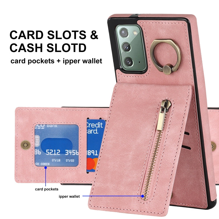Retro Ring and Zipper RFID Card Slot Phone Case, For Samsung Galaxy Note20