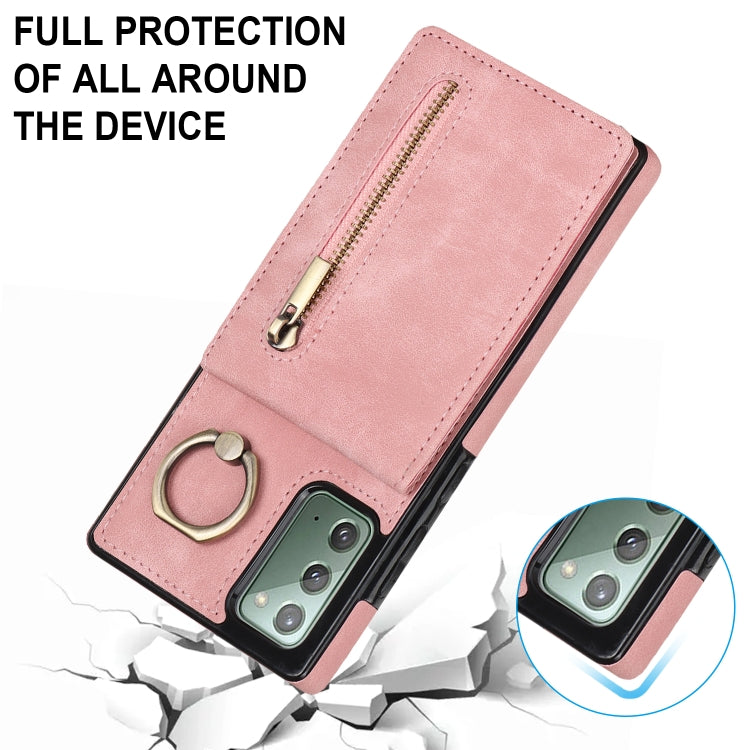 Retro Ring and Zipper RFID Card Slot Phone Case, For Samsung Galaxy Note20