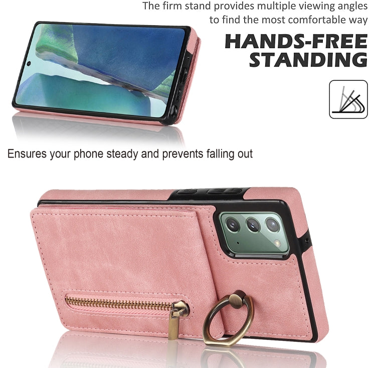 Retro Ring and Zipper RFID Card Slot Phone Case, For Samsung Galaxy Note20