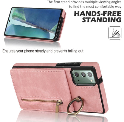 Retro Ring and Zipper RFID Card Slot Phone Case, For Samsung Galaxy Note20