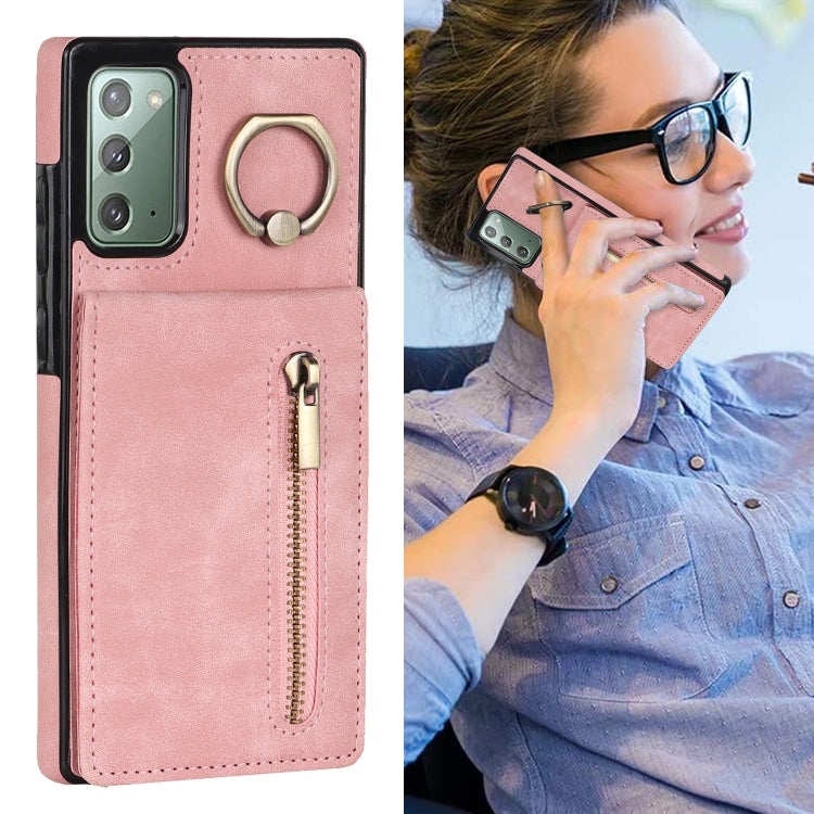 Retro Ring and Zipper RFID Card Slot Phone Case, For Samsung Galaxy Note20