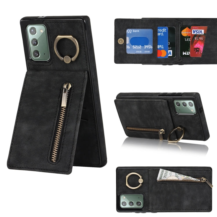 Retro Ring and Zipper RFID Card Slot Phone Case, For Samsung Galaxy Note20