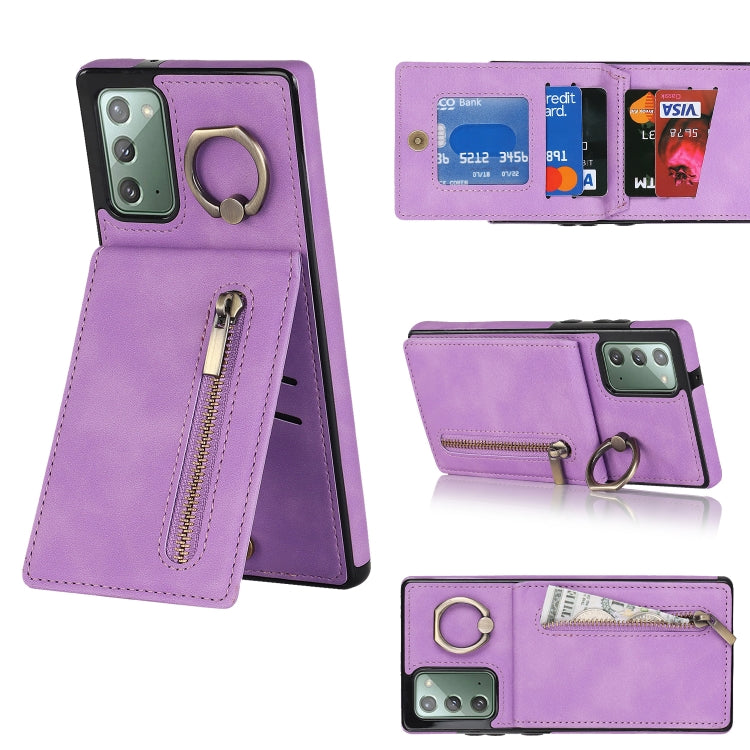 Retro Ring and Zipper RFID Card Slot Phone Case, For Samsung Galaxy Note20