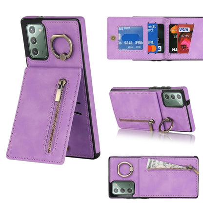 Retro Ring and Zipper RFID Card Slot Phone Case, For Samsung Galaxy Note20